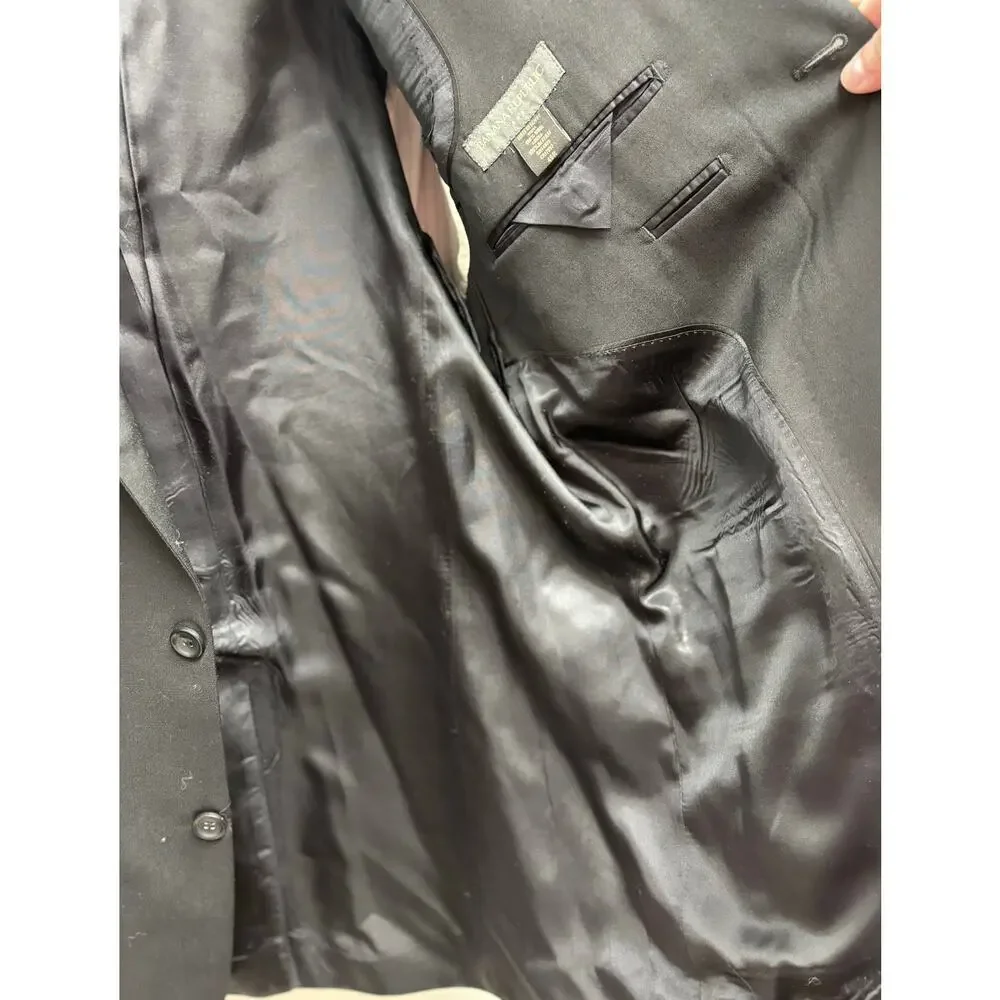 Banana Republic Blazer Men’s Wool Black Suit Coat, 3 Button, Lined Size 36R